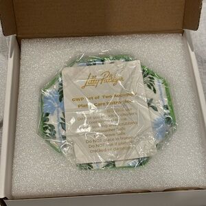 Lilly Pulitzer NEW Appetizer Plates Swayin In The Breeze Blue Green